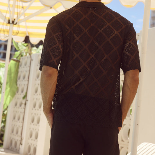 Hollow-Out Lapel Casual Shirt