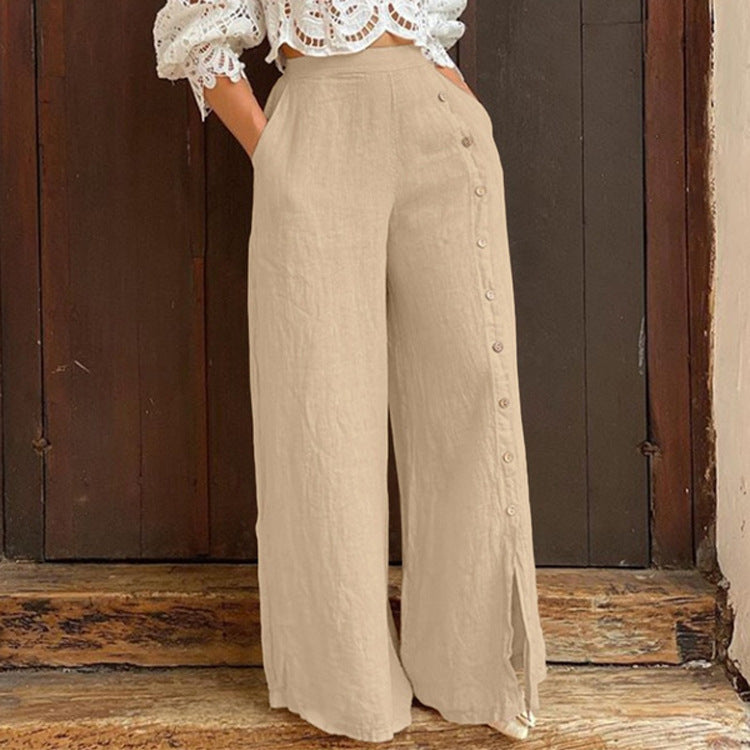 Loose Slit Wide Leg Pants
