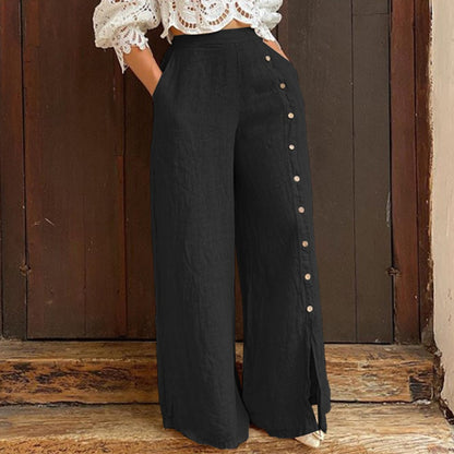 Loose Slit Wide Leg Pants