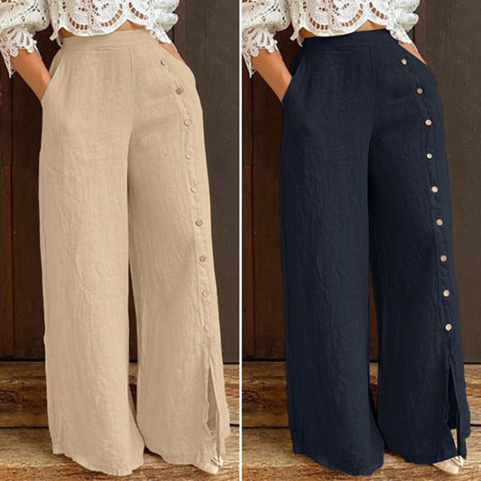 Loose Slit Wide Leg Pants